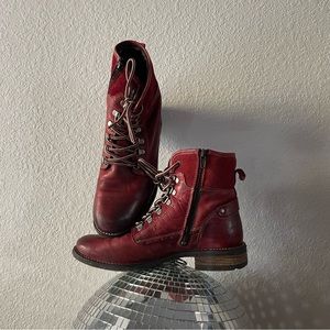 Taos Deep Red Leather Ringer Boots